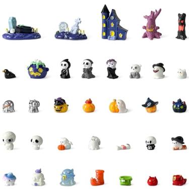 Imagem de Amuletos de resina de Halloween, conjunto de ornamentos de estatuetas em miniatura, enfeites fofos para fazer garrafas, faça você mesmo, aquário de peixes, decoração de artesanato de paisagem, 34