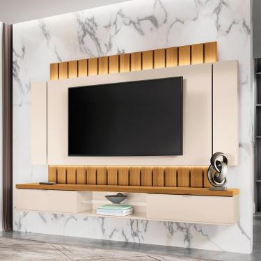 Imagem de Painel Home Suspenso 2.2 para TV até 70" Sala de Estar Shawn Off White/Cinamomo G26 - Gran Belo