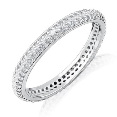 Imagem de LOMISS ANEL FEMININA PRATA 925 APARADOR DE ALIANÇAS 2 FILEIRAS ZIRCÔNIA CRAVEJADA ANEL MODA (22)