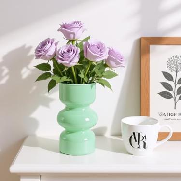Imagem de GarDream Vaso de vidro verde menta para flores, vaso decorativo de bolhas de 17 cm, vasos hidropônicos para decoração de casa, centro de mesa de casamento, sala de estar, vasos de flores coloridos