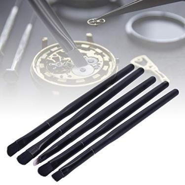 Imagem de Conjunto de escovas de limpeza de relógio profissional com 5 cabeças de escova diferentes, estojo macio e de armazenamento, kit de limpeza de movimento de relógio essencial para reparo e manutenção de
