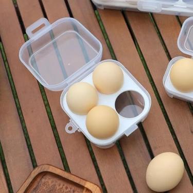 Imagem de 1 caixa de ovos portátil à prova de choque, porta-ovos, organizador de cozinha transparente para acampamento ao ar livre (cerca de 9,5 x 6,5 x 6,5 cm)