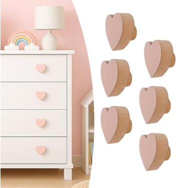 Imagem de 6 Puxadores Coração Rosa Infantil Cômoda Móveis Porta Gaveta