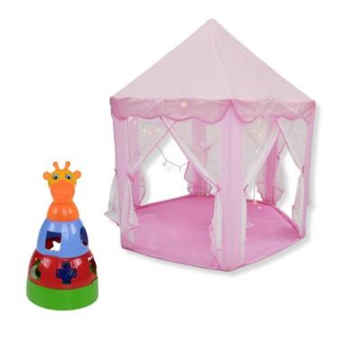Imagem de Kit Girafa Brinquedo Empilhar e Barraca Tenda Princesa com Luzes - PER