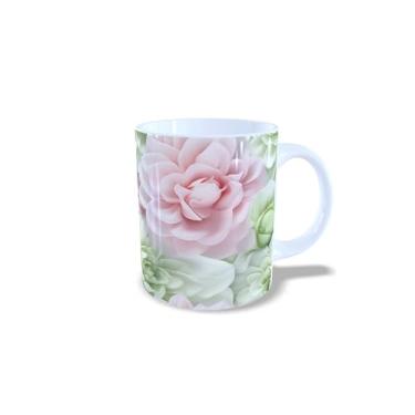 Imagem de Caneca de Cerâmica com Estampa Floral 3D, Branca, 325ml, Design Moderno com Flores Coloridas (14131)