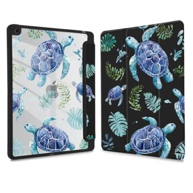 Imagem de Joyland Capa Turtle Leaf para iPad 7ª/8ª/9ª geração (2019/2020/2021) de 10,2 polegadas, suporte de lápis embutido com capa à prova de choque, capa traseira transparente transparente, despertar