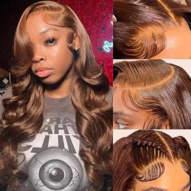 Imagem de Peruca frontal de renda amzhair Body Wave Chocolate Brown 4