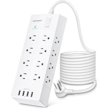 Imagem de Protetor de sobretensão Power Strip HANYCONY 16 tomadas 4 USB 1875W