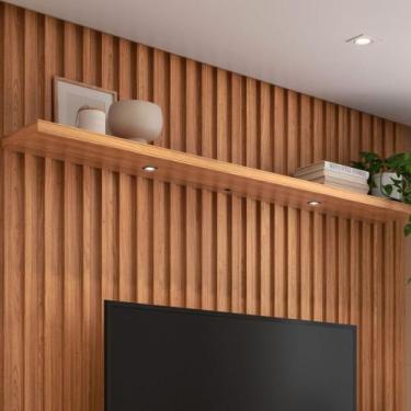 Imagem de Prateleira MDF decorativa com luzes LED e suporte invisível 1,80m Frei