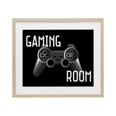 Imagem de Stupell Industries Controle preto para sala de jogos, impressão emoldurada sob vidro, design de Kim Allen, 43 x 53 cm