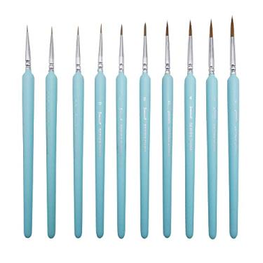 Imagem de JOWOART 10 pincéis de pintura em miniatura, conjunto de pincéis de ponta fina com alça ergonômica - adequado para pintura acrílica, óleo, aquarela, rosto, unhas, pintura em escala, desenho de linha