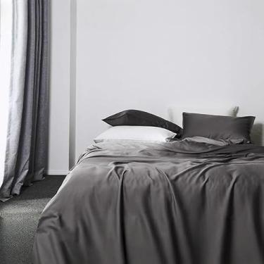 Imagem de SXYMTSW Conjunto de capa de edredom de seda pura amoreira 4 peças, conjunto de cama respirável super macio adulto, para cabelo e pele (2 fronhas, 1 capa de edredom, 1 lençol de cima, sem edredom