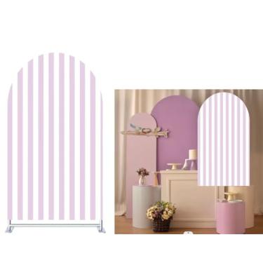 Imagem de FiVan Capas de arco roxo elástico para decoração de festa de chá de bebê de aniversário, 8 x 1,8 m, adereços de fundo de batismo