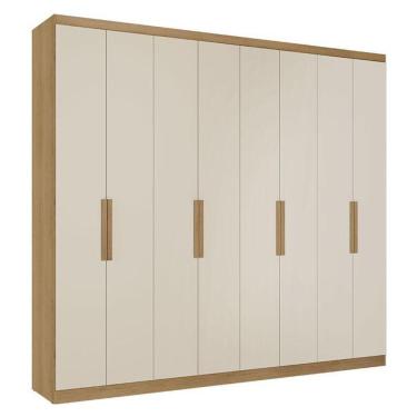 Imagem de Guarda Roupa Casal Milan 8 Portas Capuccino Off White Acetinado - Thb