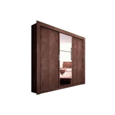 Imagem de Guarda Roupa 3 Portas De Correr (1 C/ Espelho) E 2 Gavetas Ph 1681 Nogueira - Herval