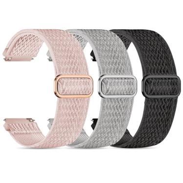 Imagem de Pacote com 3 pulseiras inteligentes IDW 25 para smartwatch BOOOMIC IDW25/Motivaris IDW25/SENBONO IDW25/Mikego IDW25/KALINCO IDW25, pulseiras ajustáveis de nylon elástico de 22 mm para homens e