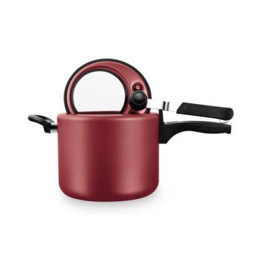 Imagem de Panela de Pressao Antiaderente 4,5 Litros Com Visor Cereja 6033 - MTA