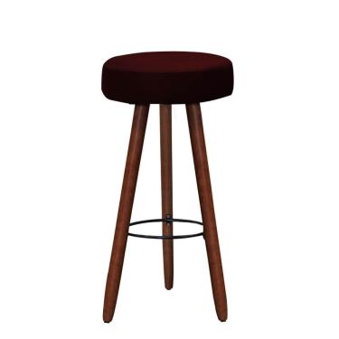 Imagem de Banqueta Alta Estofada Dalia Com Pés Em Madeira