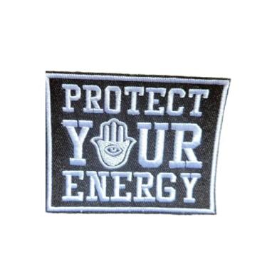 Imagem de Proteja seu emblema energético com Hamsa Hand – Patch bordado de proteção espiritual, 8,9 x 9 cm, quadrado para passar a ferro/costurado para jaquetas, bolsas e roupas DIY