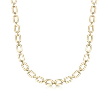 Imagem de PHNIBIRD Colar de ouro grosso para mulheres, corrente grossa, joia de ouro, não mancha, adequada para uso diário, A, Zinco, Sem Pedra Preciosa