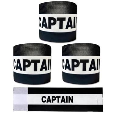 Imagem de 3 peças Captain Armbands Soccer, acessório esportivo de futebol líder ajustável (preto)