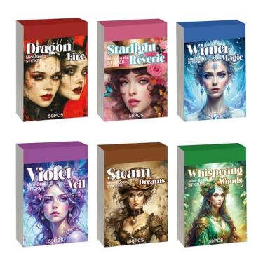 Imagem de Livro de adesivos Washi com 300 peças - adesivos vintage de diário de estética para álbuns, diário de balas, planejador, viagens e vida diária - Conjunto de adesivos de scrapbook de presentes