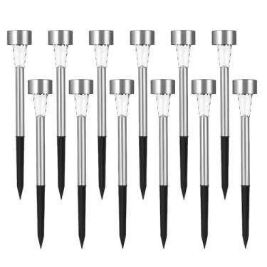 Imagem de Conjunto de 12 luzes de entrada movidas a energia solar, aço inoxidável, Ip33 impermeável, sensor automático, 29,5 x 4,5 cm