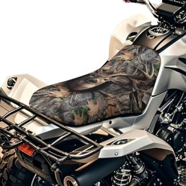 Imagem de Wanyint Capa de assento para quadriciclo para todas as estações 64 x 25 cm à prova d'água resistente a rasgos, capa de assento universal de quatro rodas elástica adequada para Honda Rancher 420/Yamaha