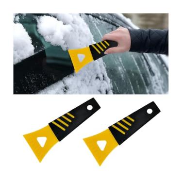 Imagem de FALVFUN Raspador de gelo para para-brisa de carro, 2 peças de plástico portátil janela de veículo neve geada LCE removedor de congelador de limpeza com alça antiderrapante, descongelador de pá de