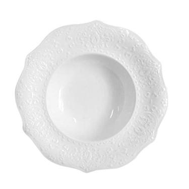 Imagem de Prato de cerâmica branca prato decorativo prato de sobremesa salada tigelas de macarrão prato de servir comida para frutas, queijo, sobremesa, lanche, lanche, fotos, adereços de 20 cm pratos de jantar