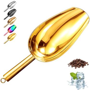 Imagem de Colher de gelo de metal, colher de gelo de cozinha para máquina de gelo, colher de gelo pequena de aço inoxidável para freezer, utensílios de cozinha, farinha de biscoito, colher de ração para cães