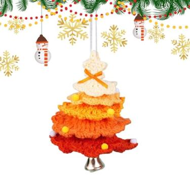 Imagem de Enfeites de árvore de Natal de crochê - Pingente de árvore de Natal de crochê com sino - Mesa central para mesa de lareira de peitoril de janela, estantes de livros para quarto de festa, reuniões de