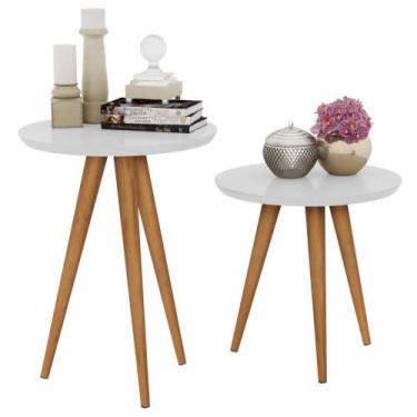 Imagem de Jogo 2 Mesas Retrô Pés Palito, Lateral E Apoio - Branco - Comprar Móve
