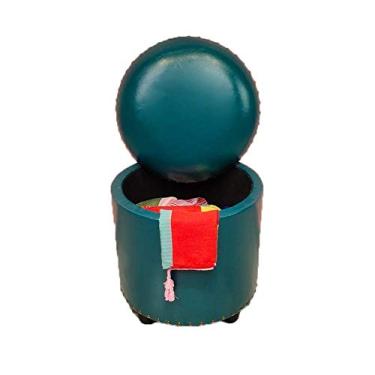 Imagem de Bancos Otomanos Caixas de armazenamento otomano para adultos, banqueta para pés, descanso redondo, banquinhos e pufes multifuncionais, à prova d'água, cadeira para sala de estar e quarto/K-verde