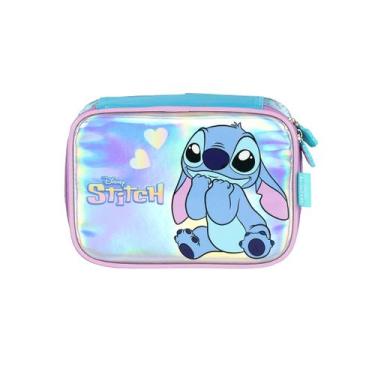 Imagem de Estojo Stitch Box Disney Holografico Escolar Meninas Kids Cor:Azul, Az