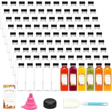 Imagem de Moretoes 160 garrafas de suco de plástico de 473 ml com tampas, garrafas reutilizáveis vazias transparentes com funil de escova e etiquetas para smoothies e outras bebidas