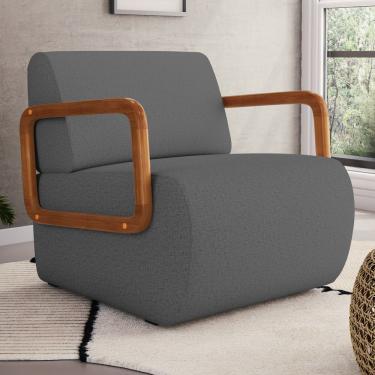 Imagem de Poltrona Decorativa Orgânica Living Kavya Linho Grafite - Desk Design