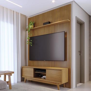 Imagem de Painel Tv 65 Pol 179cm Ripado Valen E Rack Bancada Mylan Cumaru M20 - D'rossi