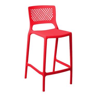 Imagem de Banqueta Alta Para Cozinha Vermelho Pastel Empilhável Vênus Em Polipropileno Acrilys