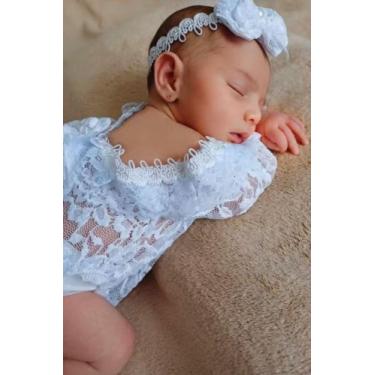 Imagem de Newborn Body Renda Branco Travesseirinho Laço Roupa Recém Nascido Saíd