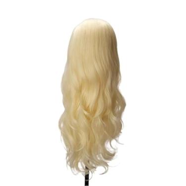 Imagem de Peruca De Cabelo Ondulado Com Franja De Fibra Orgânica Preta Longa 60cm (Loiro)
