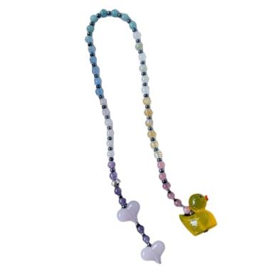 Imagem de Chaveiro coração tamanho grande liga Y2K berloque contas chaveiro criativo pato amarelo duplo amor bolsa pingente mulher, Bronze, tamanho �nico