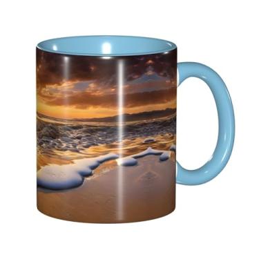 Imagem de Zeraoke Sunset Beach Print Canecas de café criativas, personalizadas, presente para família, tamanho de 325 ml, unissex