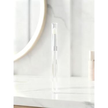 Imagem de Pincel labial de silicone com tampa aplicador de brilho labial reutilizável de silicone branco