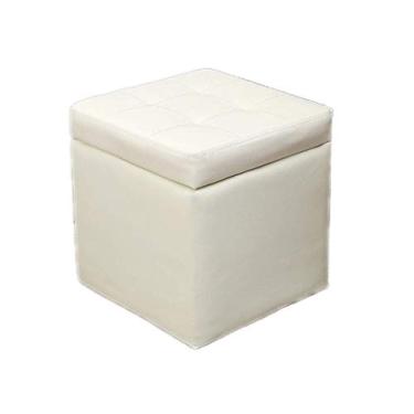 Imagem de OKPJFHS Banqueta de armazenamento de madeira maciça para pufe de maquiagem, almofada, caixa criativa, banquinho para pés multifuncional (branco
