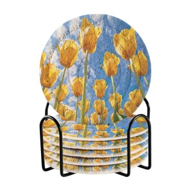 Imagem de Qilmy Conjunto de 6 peças para copos de tulipas bonitas ou porta-copos de bar para bebidas, porta-copos de fazenda ou porta-copos de mesa rústicos, porta-copos modernos de algodão para o Natal1486