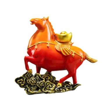 Imagem de Ｂｅｓｇａ Escultura de Cavalo, Escultura Animal, Estatueta Feng Shui, Ornamento de Mesa para Lareira, Laranja