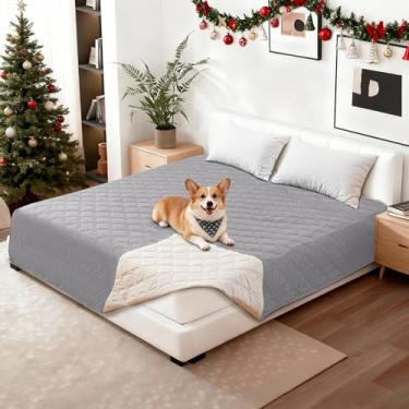 Imagem de CYCMACO Capas de sofá à prova d'água para animais de estimação, capa de cama de cachorro impermeável, cobertores macios antiderrapantes para cães, lavável, cobertor para cães grandes e gatos (203 x