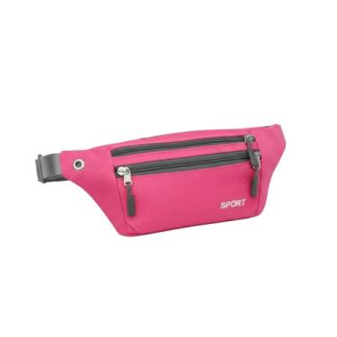 Imagem de Sport Pochete Ultra Slim, Bolsa de Cintura Impermeável, Ajustável para Corrida, Academia e Viagens, com Zíperes Duplos (Rosa)