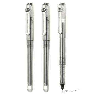 Imagem de PATIKIL Caneta esferográfica de tinta líquida preta, 3 peças de grande capacidade de secagem rápida de 0,5 mm canetas de ponta fina, para escritório, arte, artesanato, scrapbooks, desenho, diário